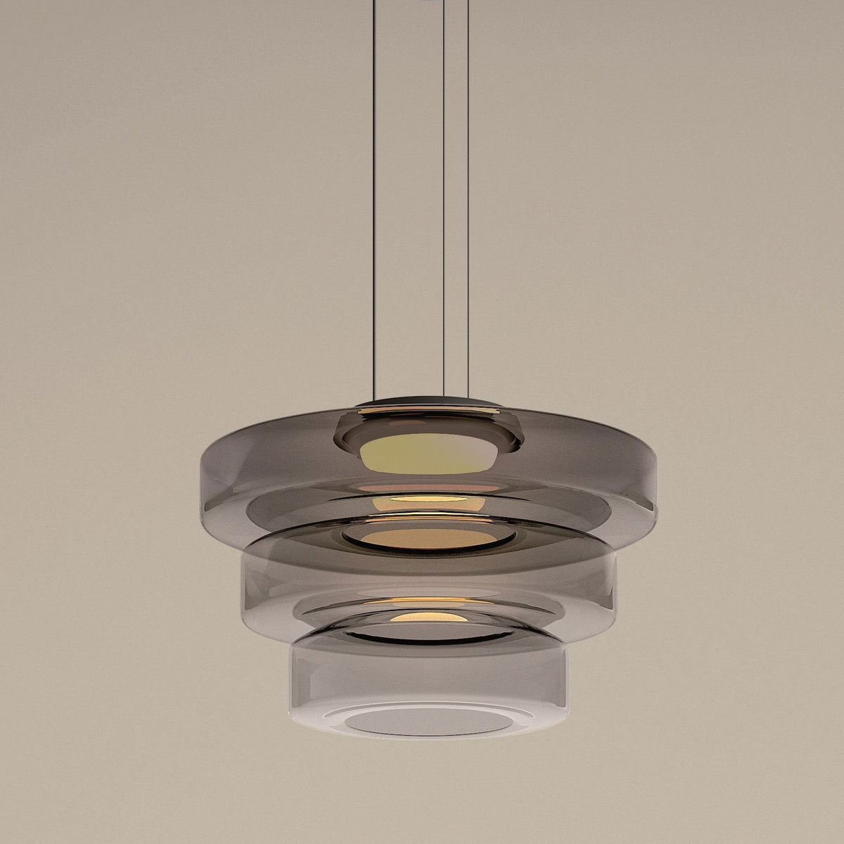 Bauhaus Glass Pendant Light | Modern Layered LED Hanging Lamp In Three Tinted Glass Colours