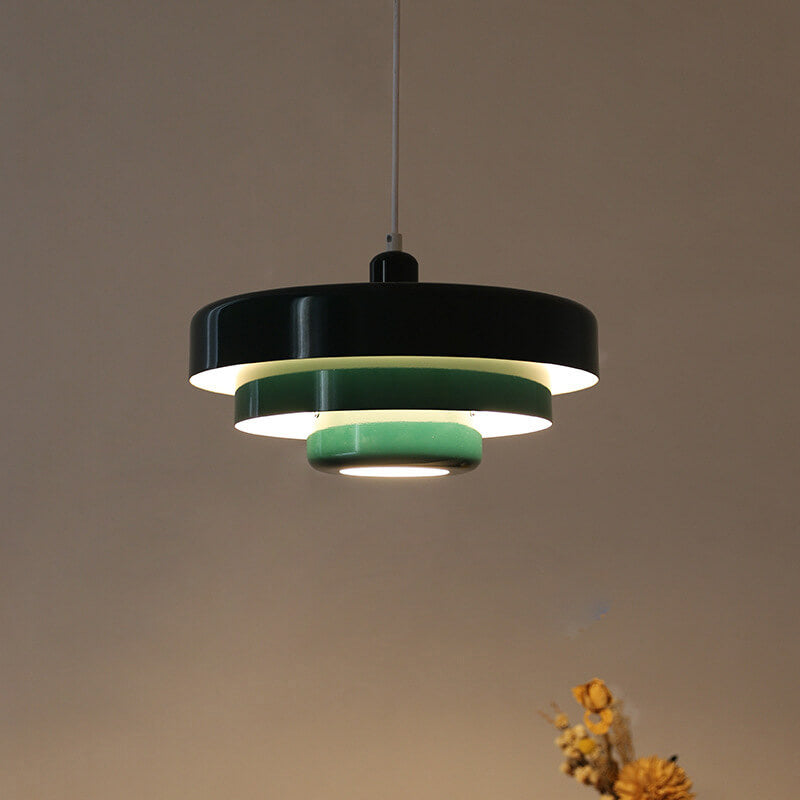 Nordic Vintage Layered Pendant Lamp | Modern Retro Hanging Light In Three Shade Colourways