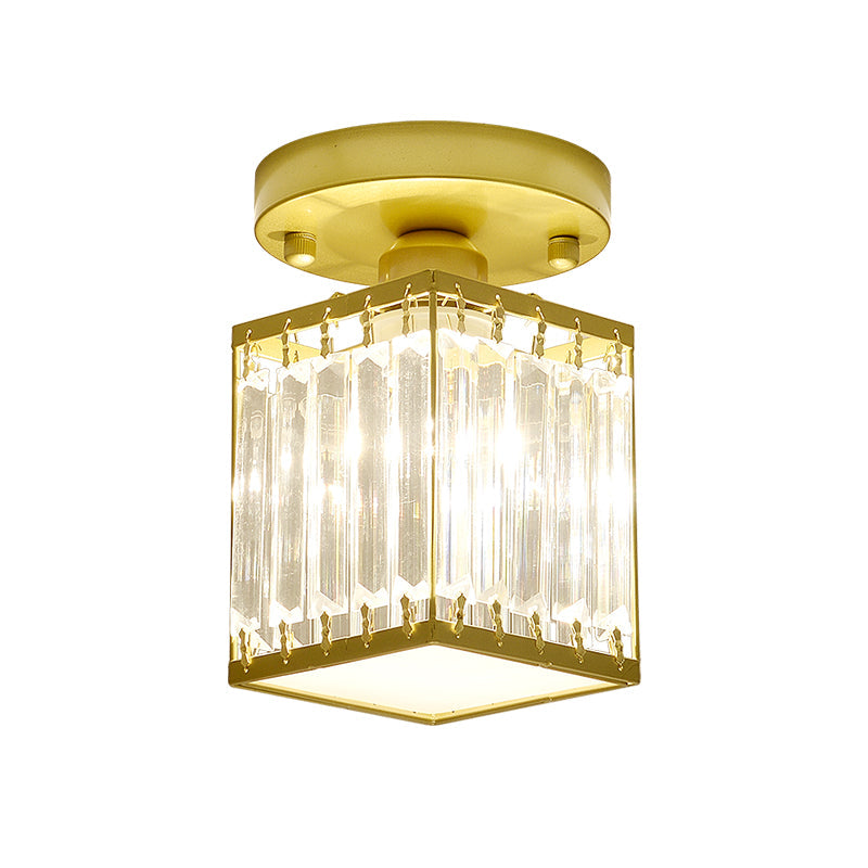 Crystal Foyer Ceiling Light | Modern Semi Flush Design In Gold or Black, In Round or Square