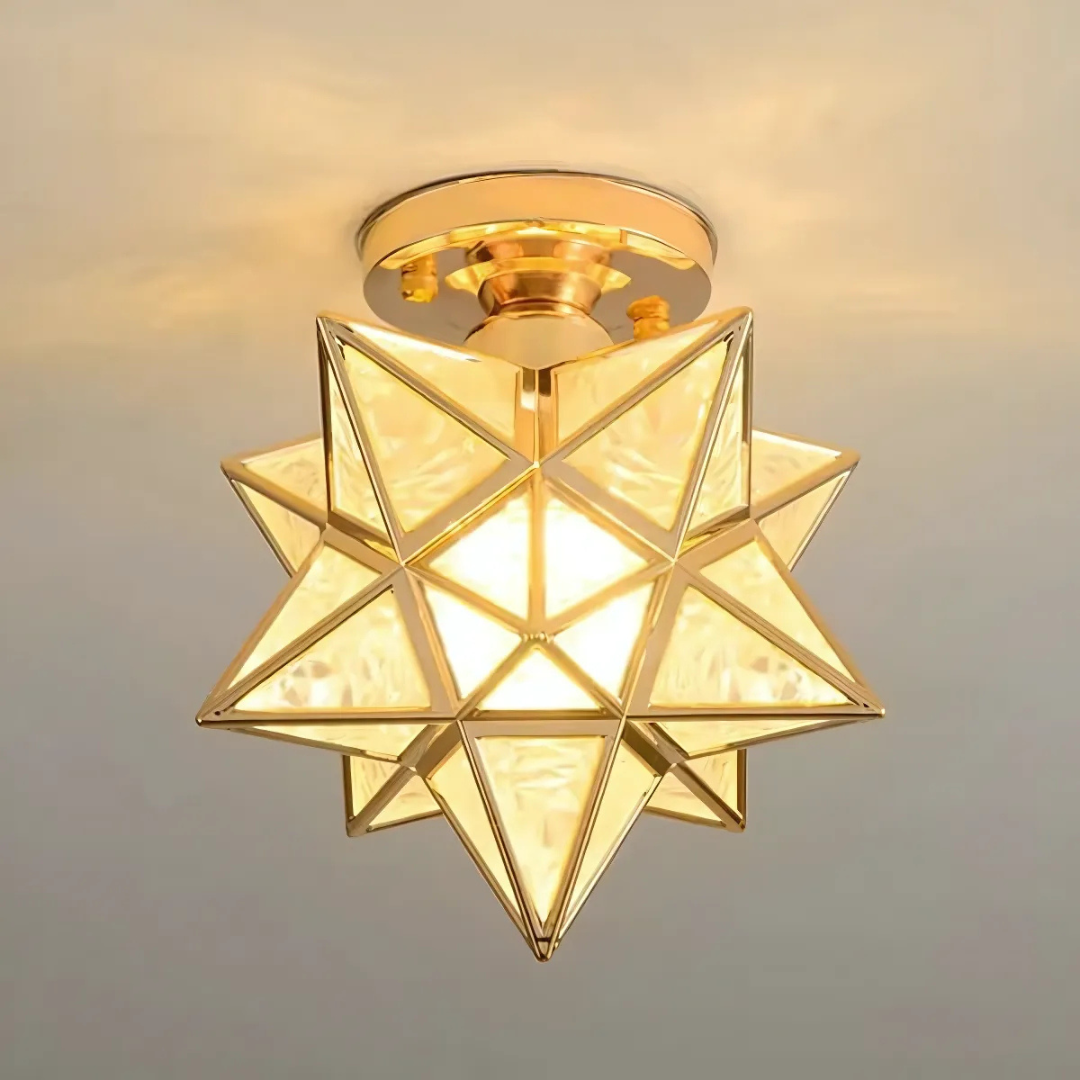 Stellune LED Ceiling Lamp | Elegant Geometric Star Light In Gold or Black, In Two Star Designs
