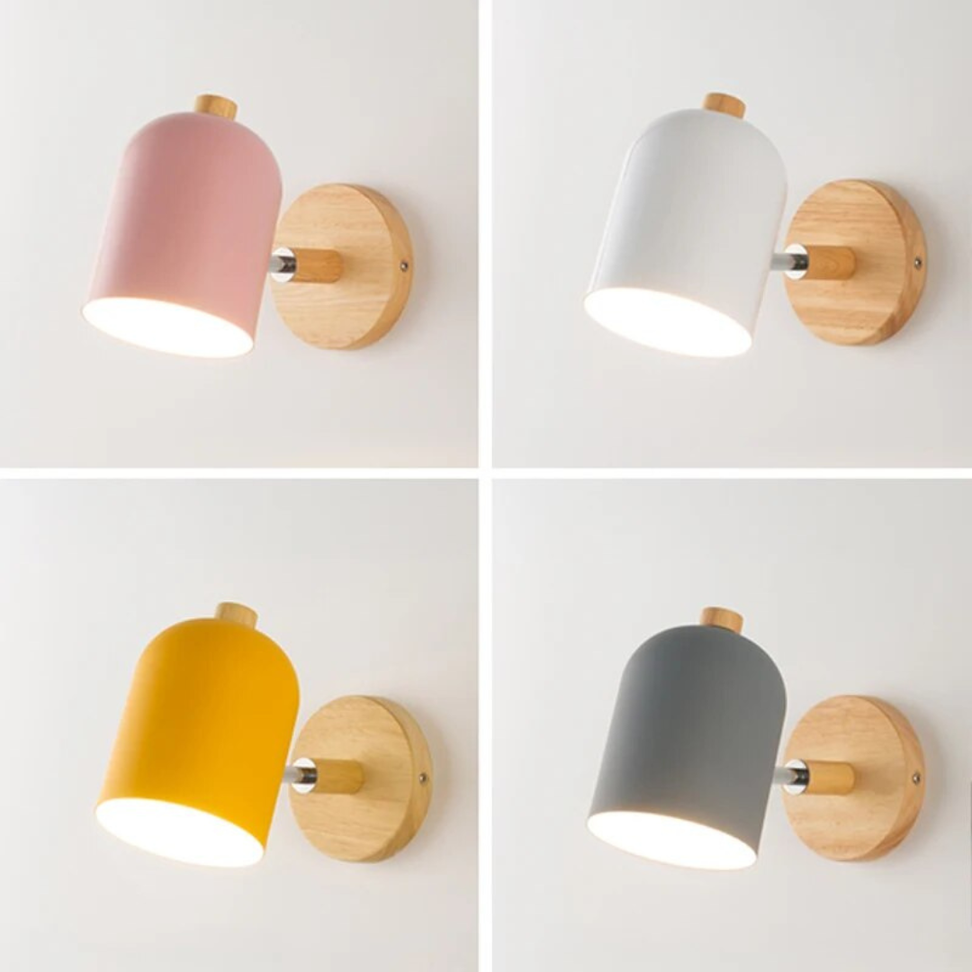 Palenor Wall Lamp | Scandinavian Wooden Minimalist Design In Four Soft Painted Colour Options