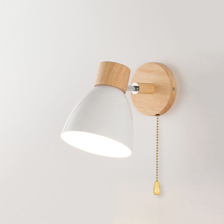 Minimalist Wall Sconce | Wood and Iron Macaron Wall Lamp For Bedsides, Hallways and Landings