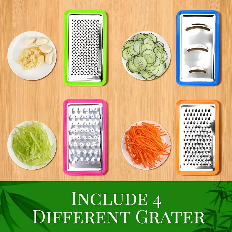 Bamboo Cutting Board With Storage Trays and Graters | Multifunctional Kitchen Prep Station Set