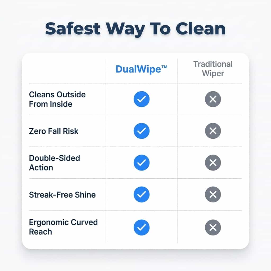 Clearspan Extendable Window Cleaner | Telescopic Pivoting Squeegee For Streak Free Exterior Glass