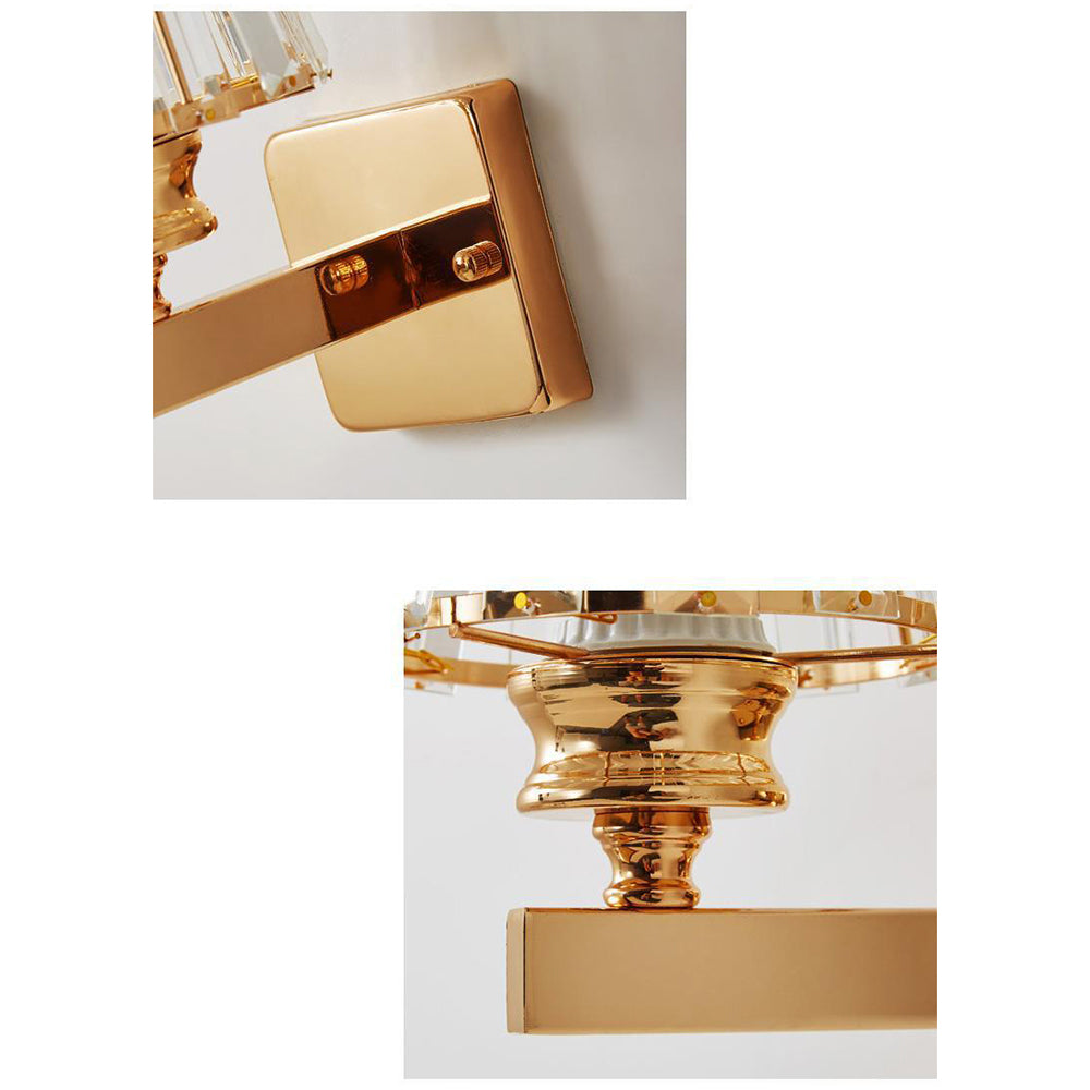 Crystal Wall Light | Modern Glass And Iron Sconce In Black or Gold, In Round or Square Form