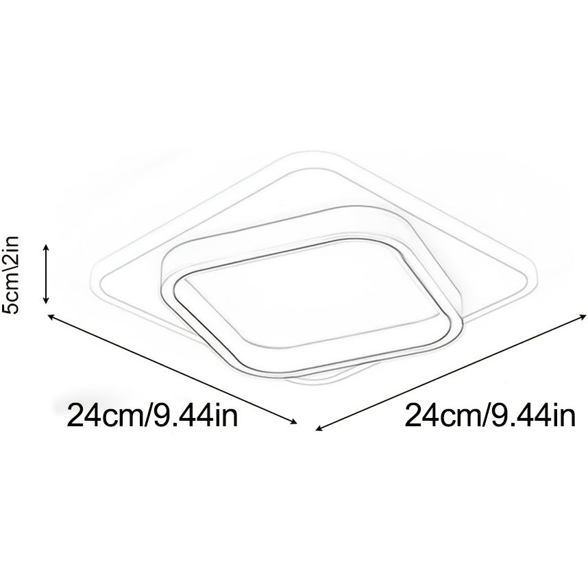 Modern Square LED Ceiling Light | Minimalist Geometric Flush Mount In A Polished Metal Finish