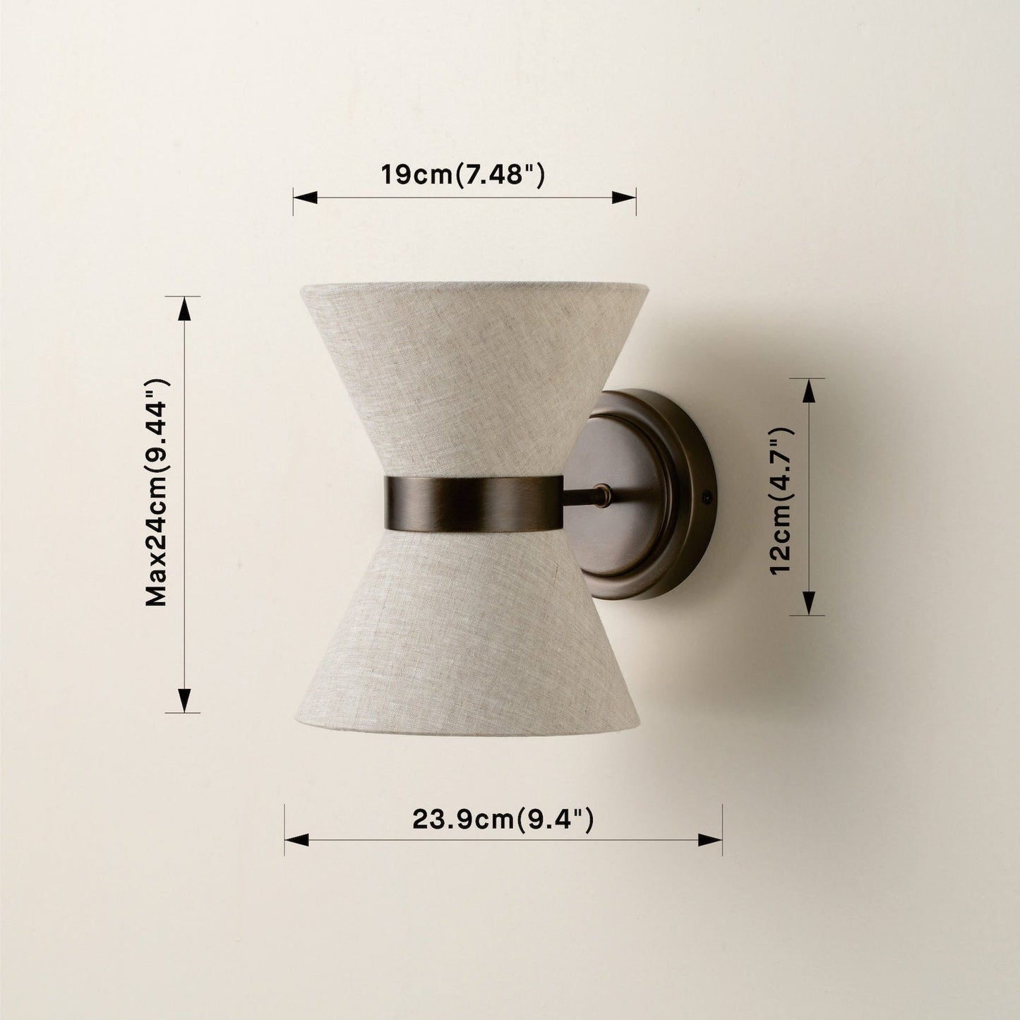 Bronze and Linen Wall Light | Classic Modern Sconce With A Natural Woven Linen Fabric Shade