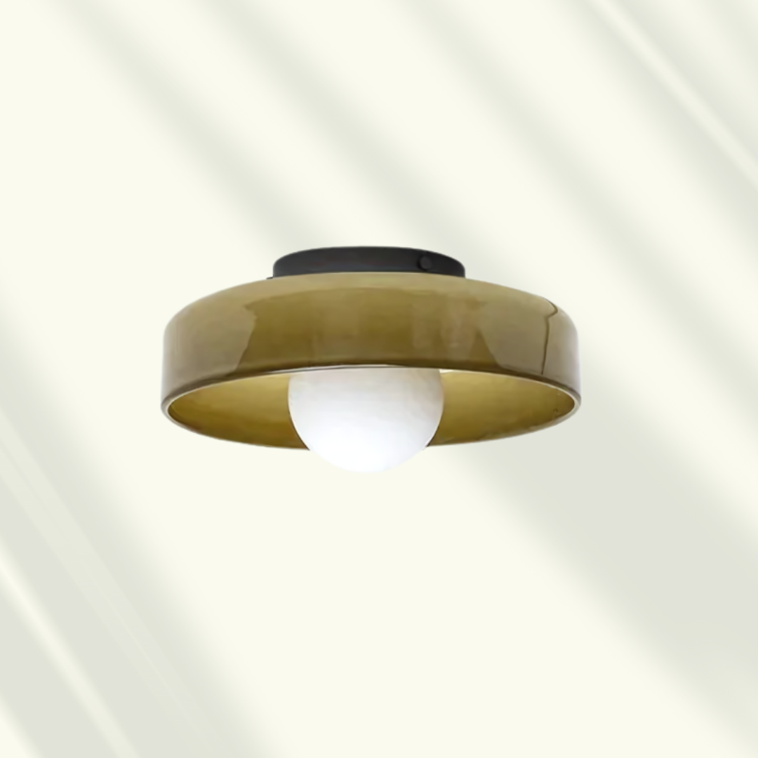 Modern LED Ceiling Light | Stylish Round Glass Flush Mount In Six Soft Glass Shade Colours