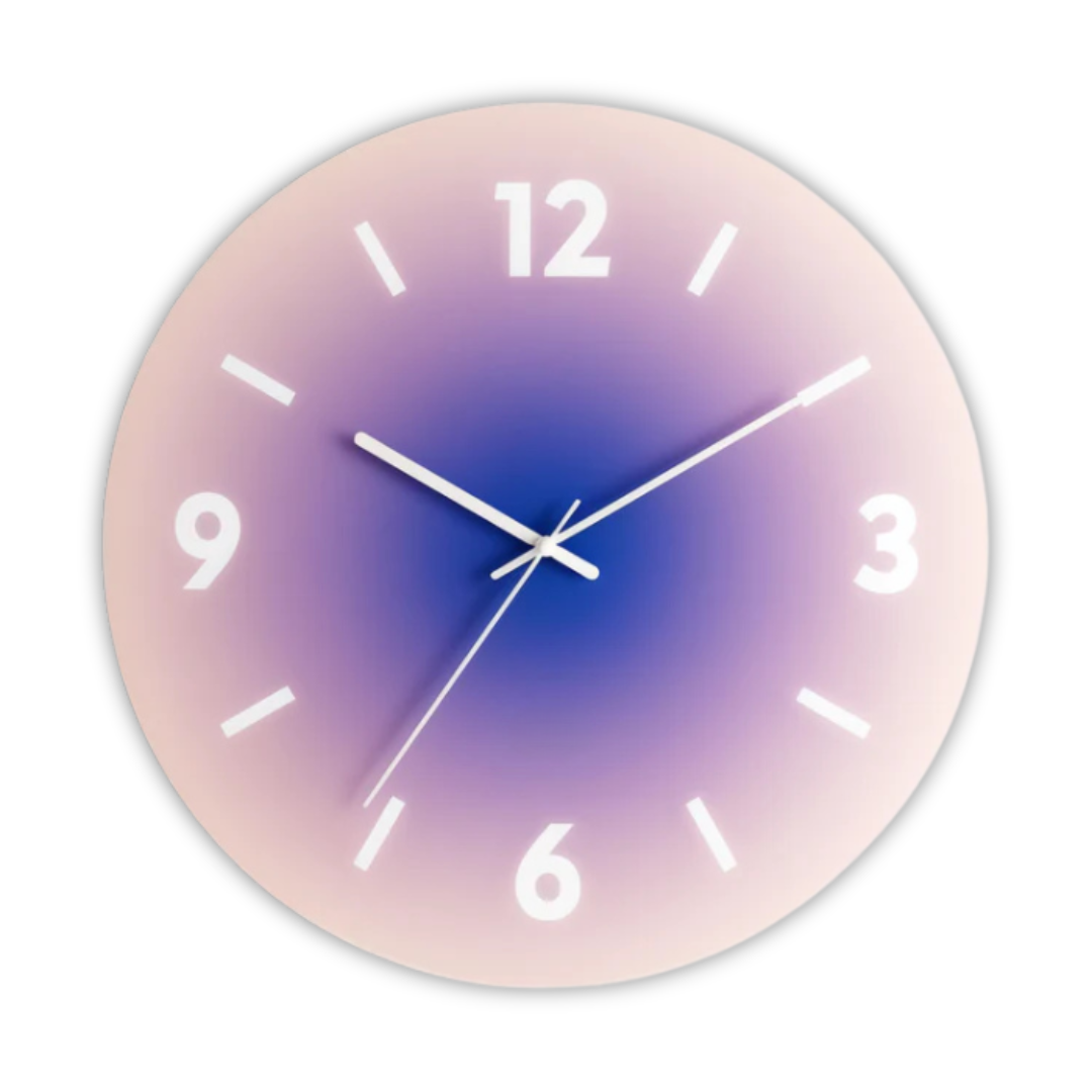 Sunset Glass Wall Clock | Modern Gradient Tempered Glass Design In Three Bold Colour Options