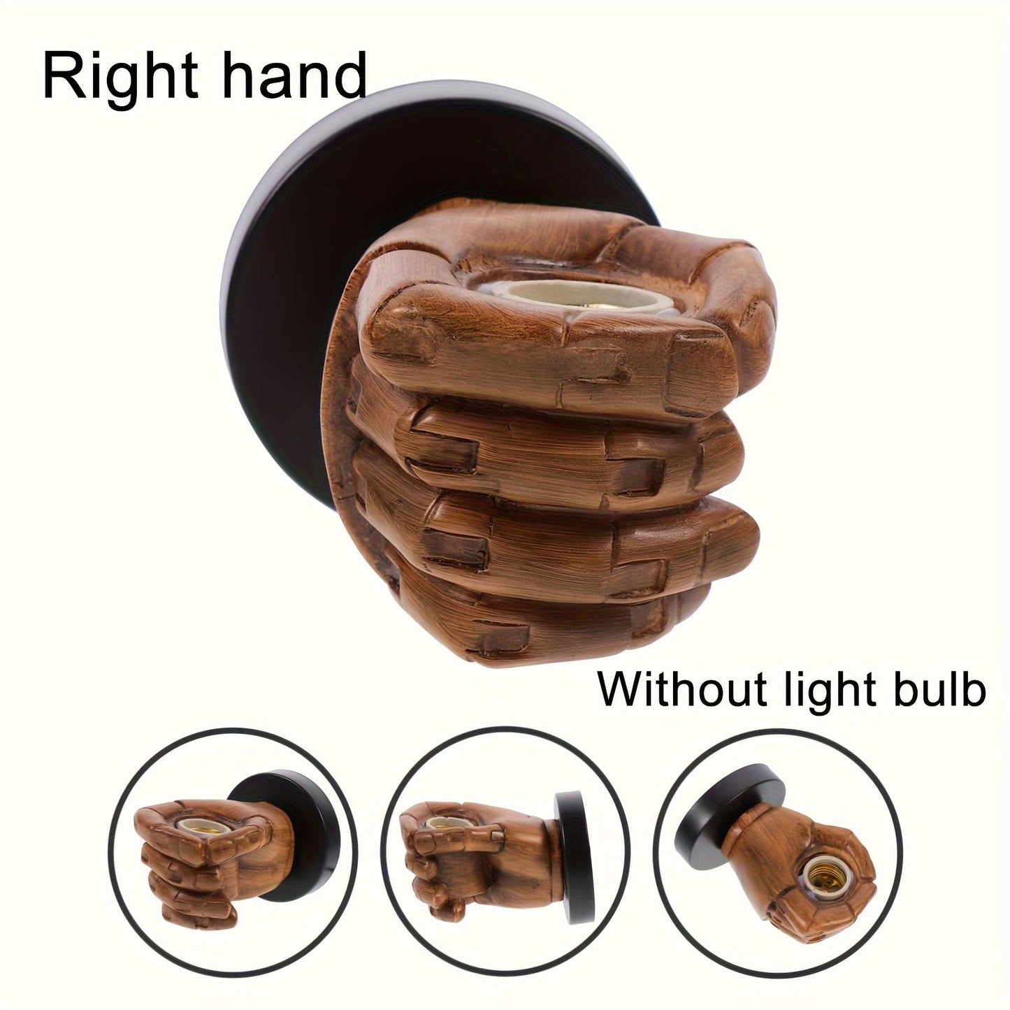 Industrial Hand Wall Lamp | Sculptural Resin E26 Wall Sconce In A Left or Right Handed Form