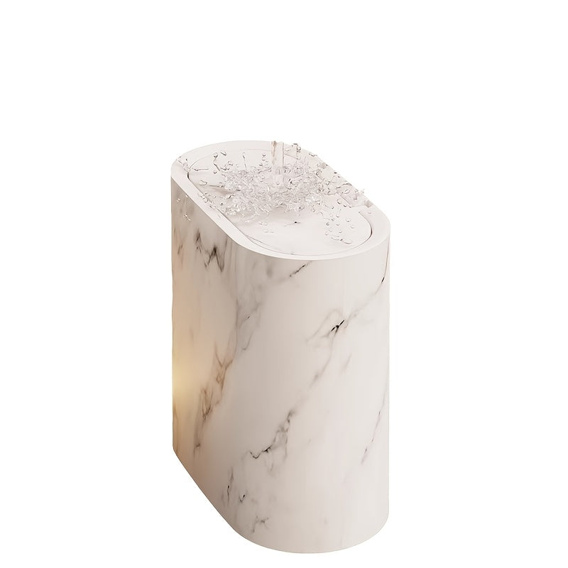 Marble Pattern Trash Can | Modern Bathroom and Kitchen Bin With Lid For Small Spaces and Desks