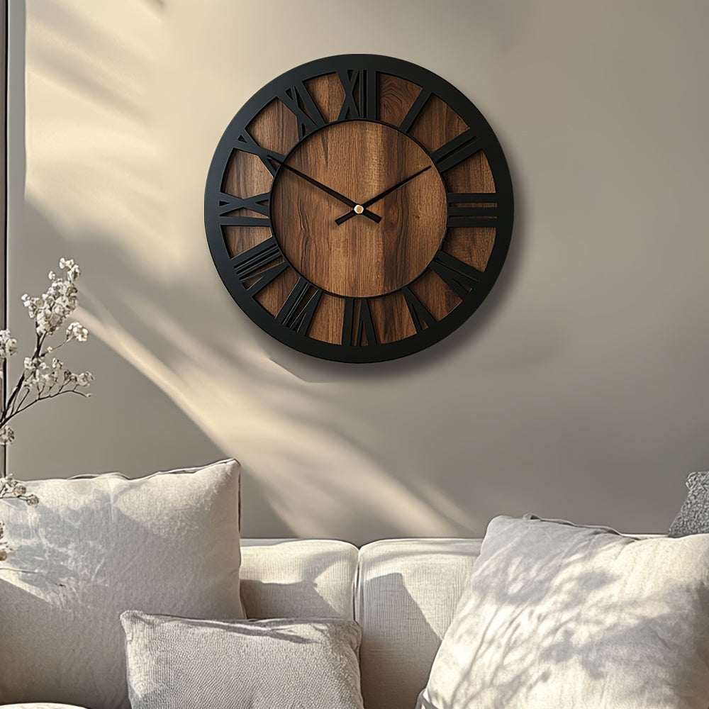 Vintage Wooden Wall Clock | Roman Numeral Design In Three Different Natural Timber Face Sizes