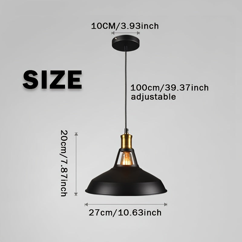 Industrial Metal Pendant Light | Retro Loft Style Metal Shade In A Black or White Matte Finish