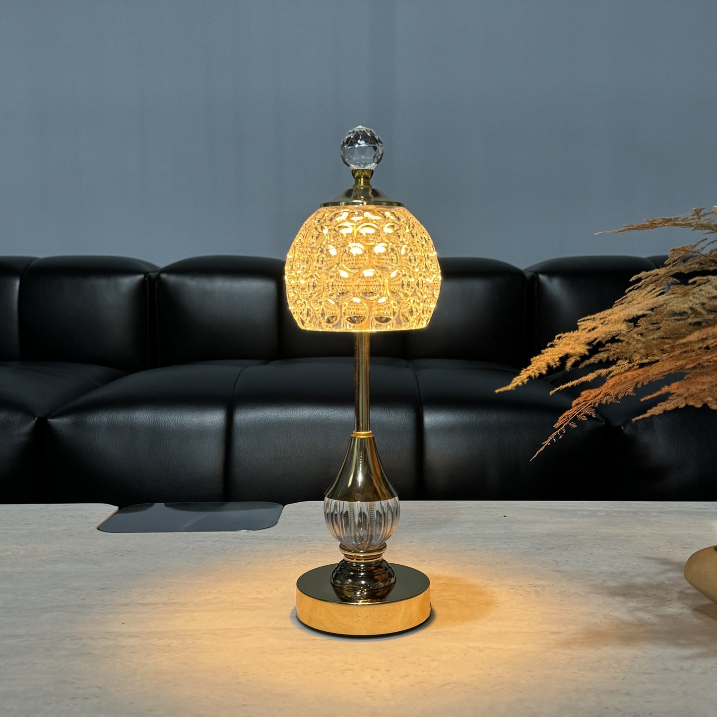 Crystal Touch Table Lamp | Rechargeable Cordless LED Bedside Light With Touch Dimming Control