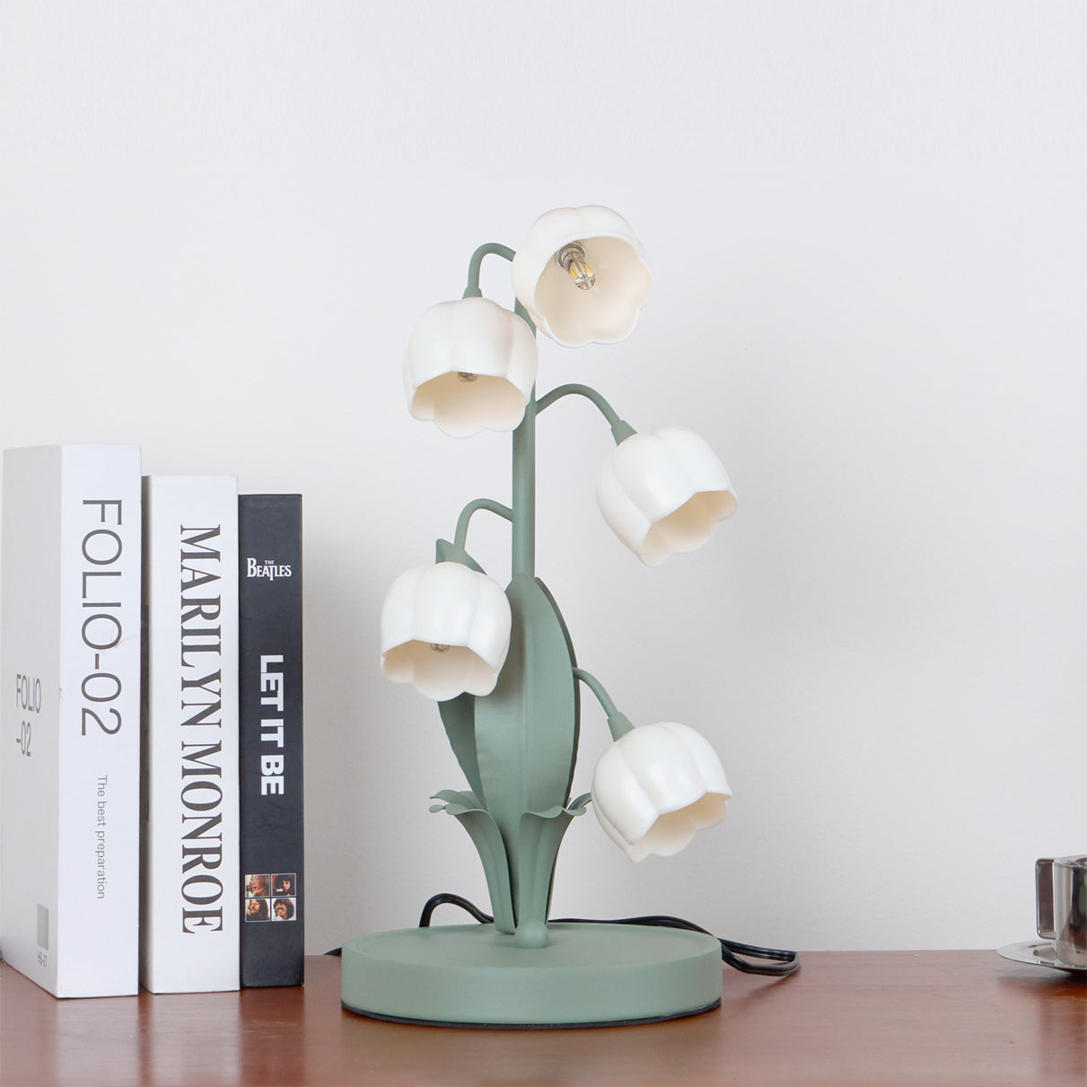 Bell Orchid Table Lamp | Elegant Floral Indoor Accent Light In Metal and Polycarbonate Shades