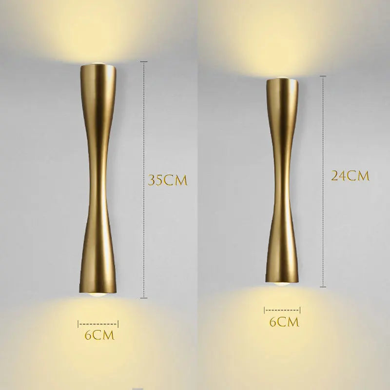 Modern Gold Wall Light | Nordic Up and Down Waterproof Sconce For Indoor and Outdoor Walls