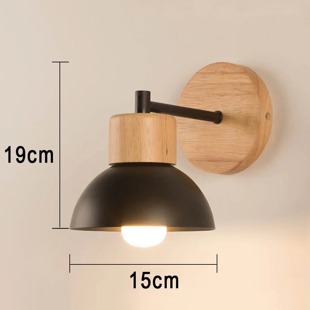 Wood and Metal Wall Lamp | Modern Nordic Bedside Light For Bedrooms, Hallways and Night Reading