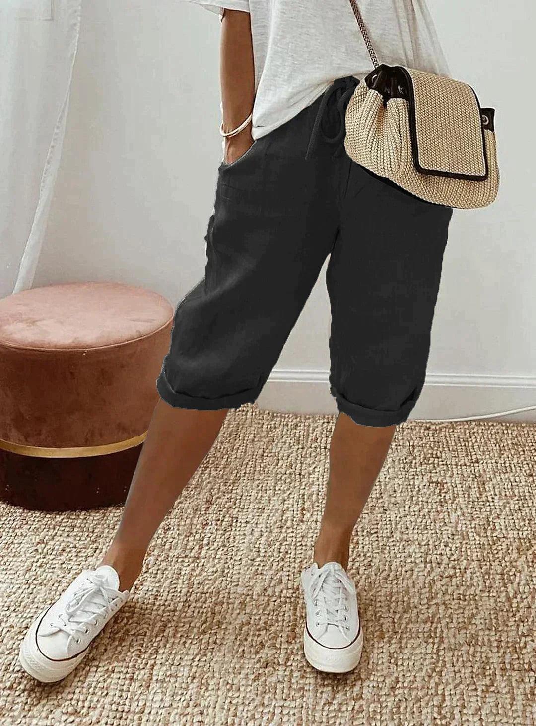 Jannah Loose-Fit Linen Capri Pants