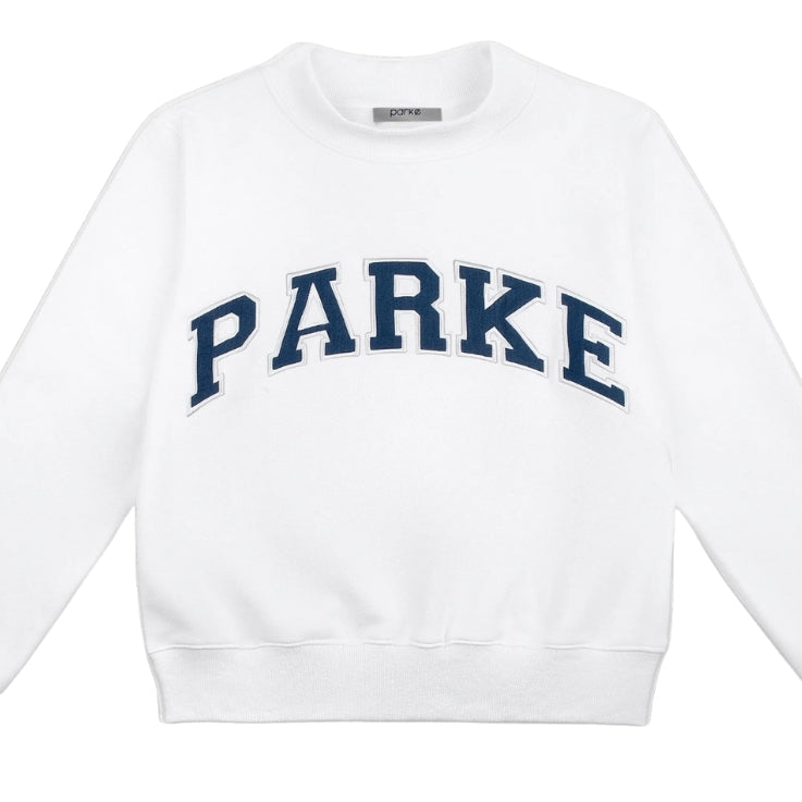 Varsity Mockneck Sweatshirt White Navy