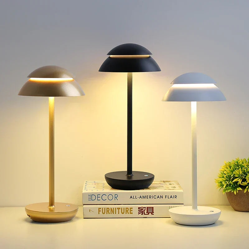 Cordlume Rechargeable Table Lamp | Modern Wireless Cordless Light In Black, Gold or White Metal