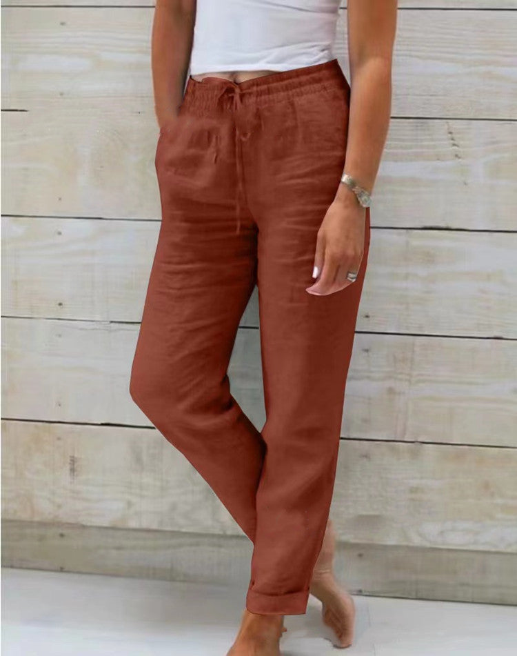 Davi Linen Straight Trousers