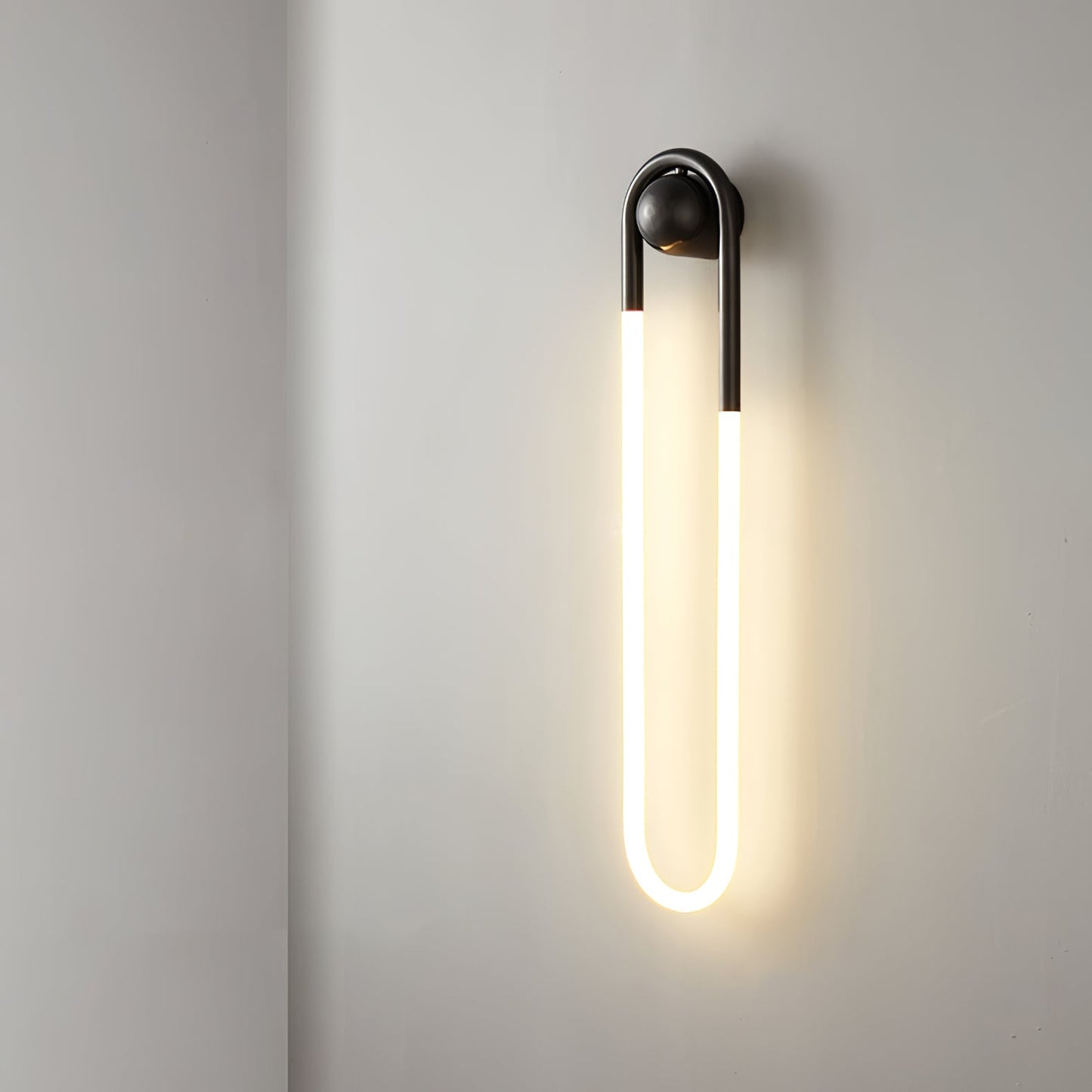 Modern LED Wall Light | Brass and Black Minimalist Looped Wall Lamp In Two Full Loop Lengths