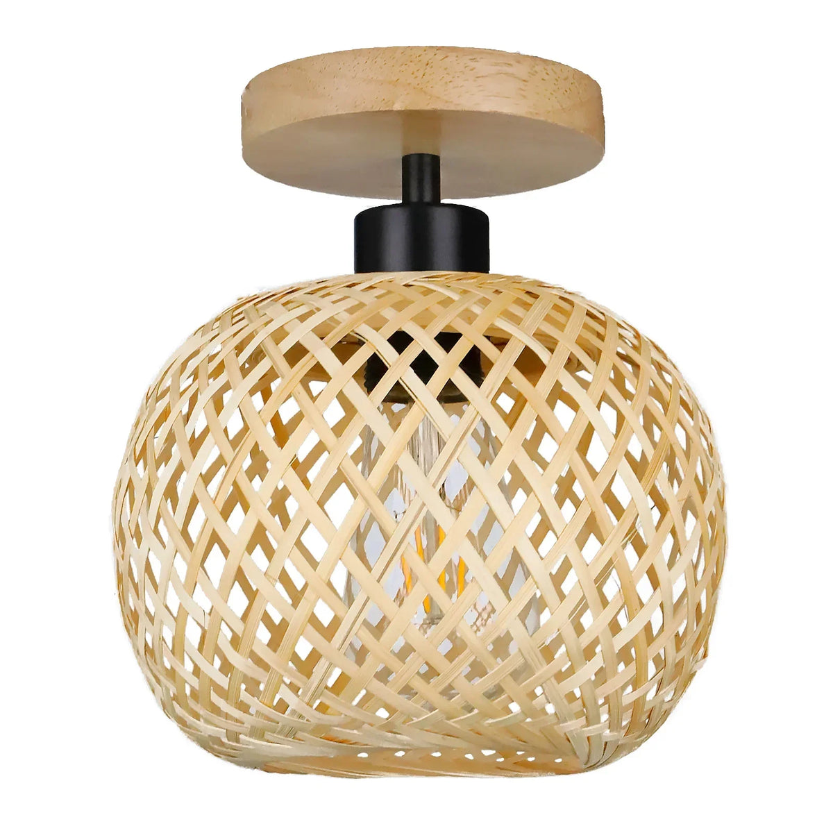 Weavora Bamboo Ceiling Lamp | Handwoven Rattan LED Fixture In Two Different Woven Weave Designs
