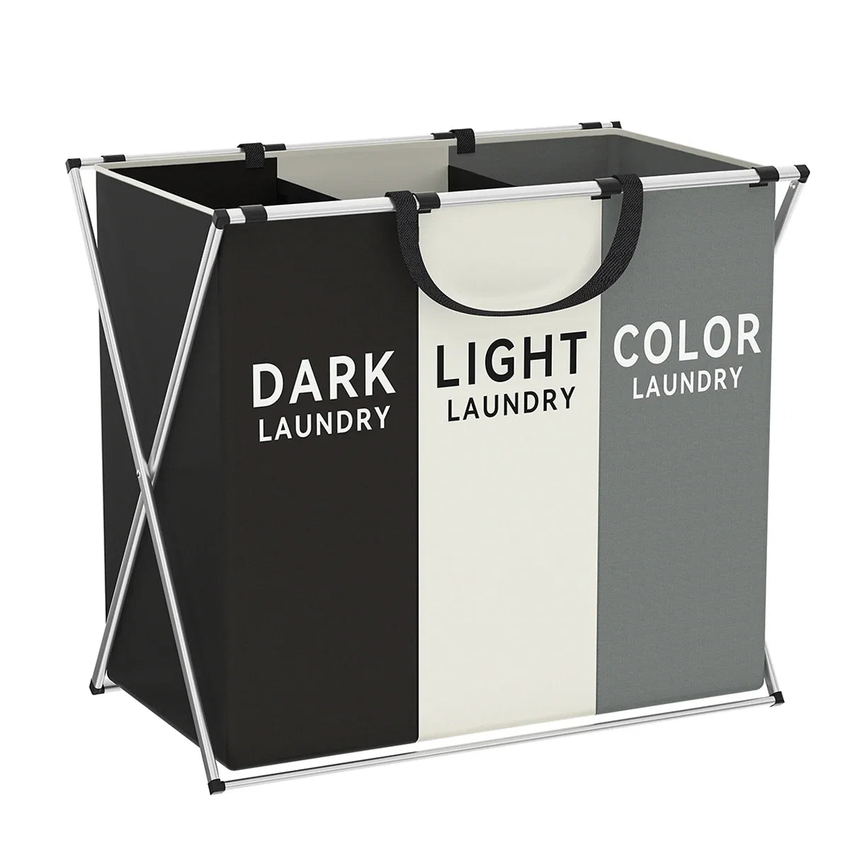 Sortbay Multi Section Laundry Hamper | Foldable Clothes Basket With Sorting Compartments For Whites
