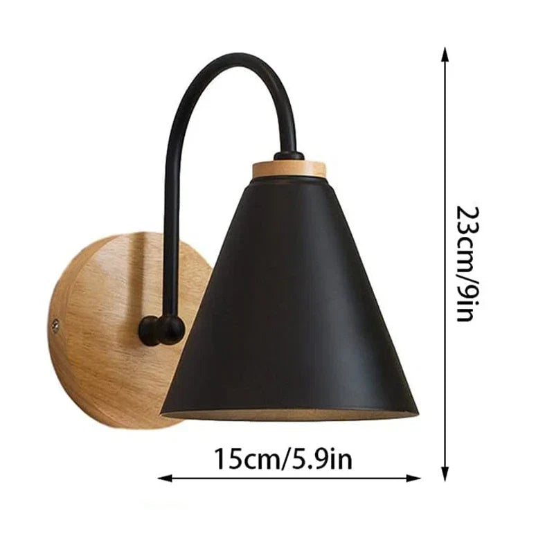 Beamworth Scandinavian Wall Light | Wood And Iron Sconce In Black or White For Hallway Walls
