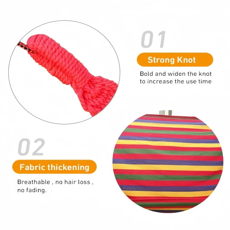 Striped Canvas Double Hammock | Indoor and Outdoor Swing Bed For Gardens, Patios and Camping