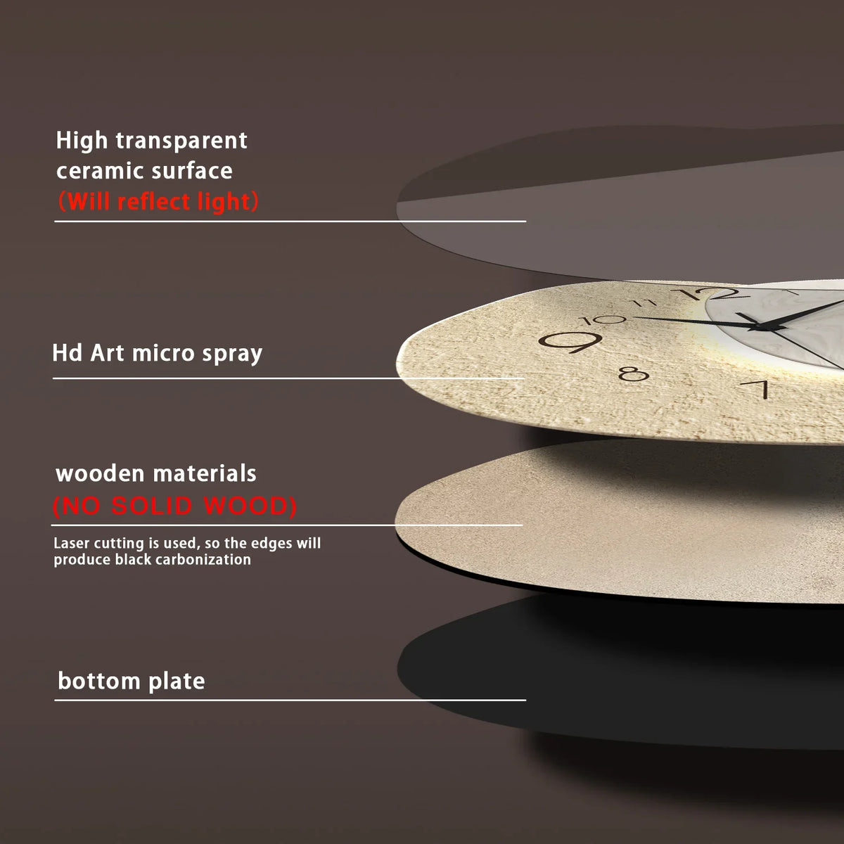 Slatehour Modern Wall Clock | Silent Quartz Stone Effect Clock For Offices, Halls and Studies