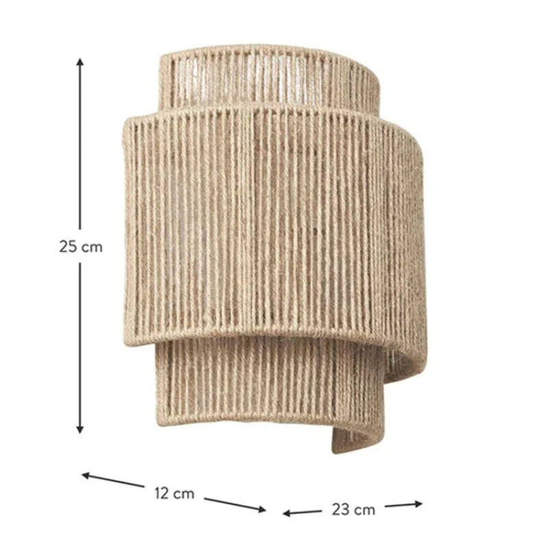 Wovenlume Handwoven Rattan Wall Lamp | Natural Woven Sconce For Bedrooms, Halls and Landings