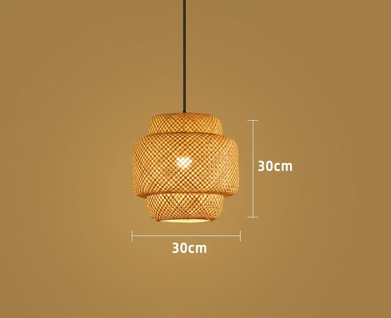 Natural Bamboo Pendant Lamp | Handwoven Rattan Light Fixture For Dining Rooms and Kitchens