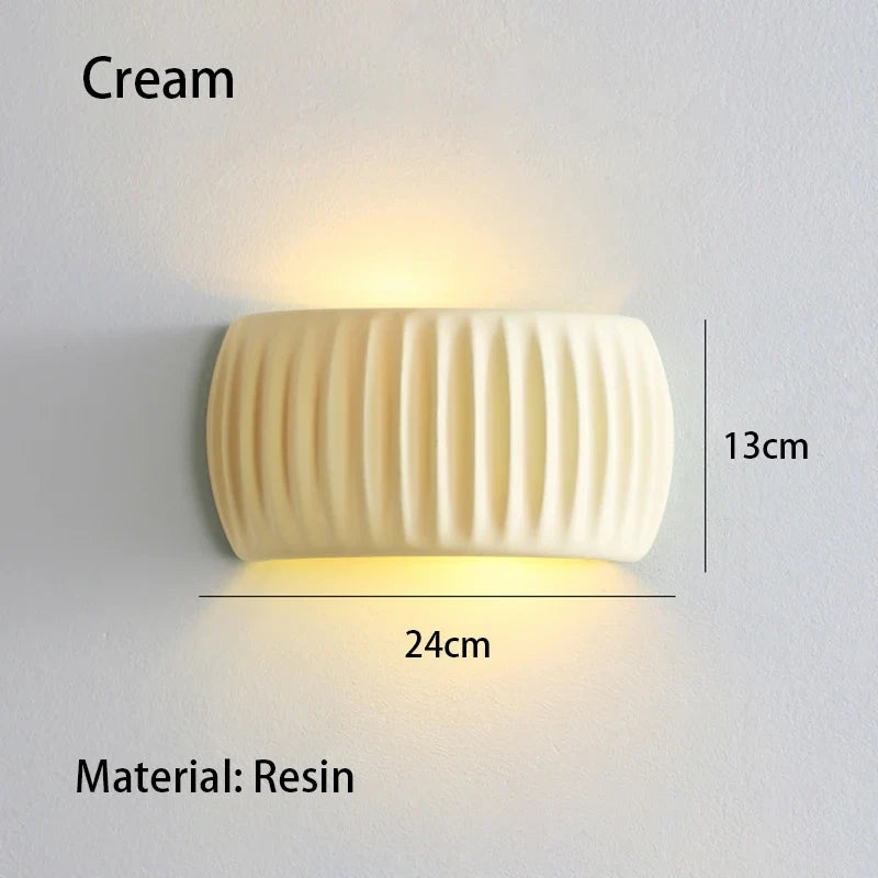French Resin Wall Lamp | Textured Ribbed Modern Sconce With An Up and Down Light Emission Glow