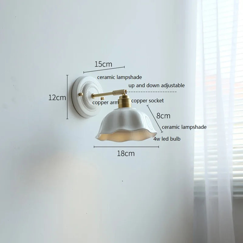 Nordic Cream Ceramic Wall Lamp | Vintage Style Sconce For Bedrooms, Halls and Landing Walls
