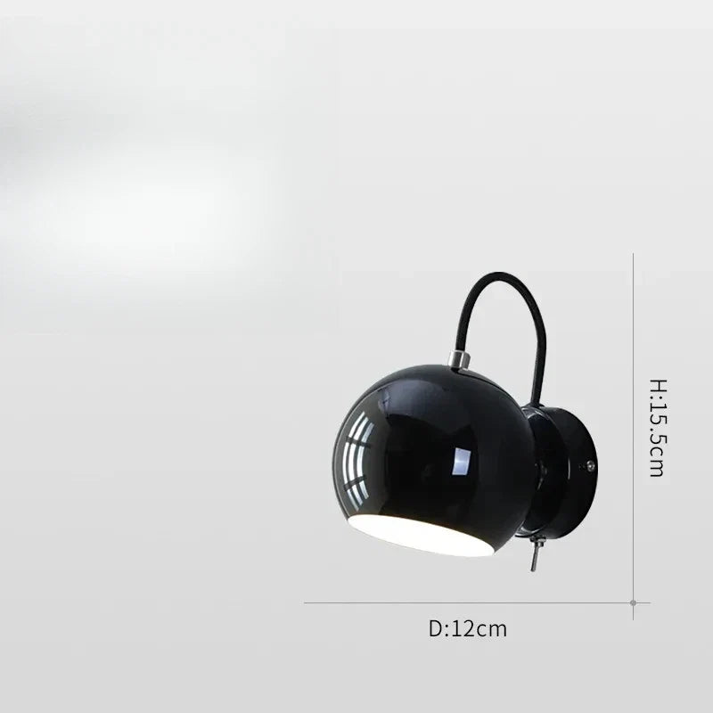 Nordic Adjustable Dome Wall Lamp | Rotatable Painted Iron Shade In Grey, White or Black Finish