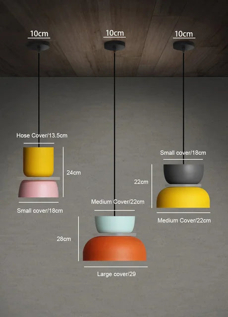 Nordic Macaron Pendant Light | Scandinavian Two Tone Metal Shade In Three Bold Shade Sizes