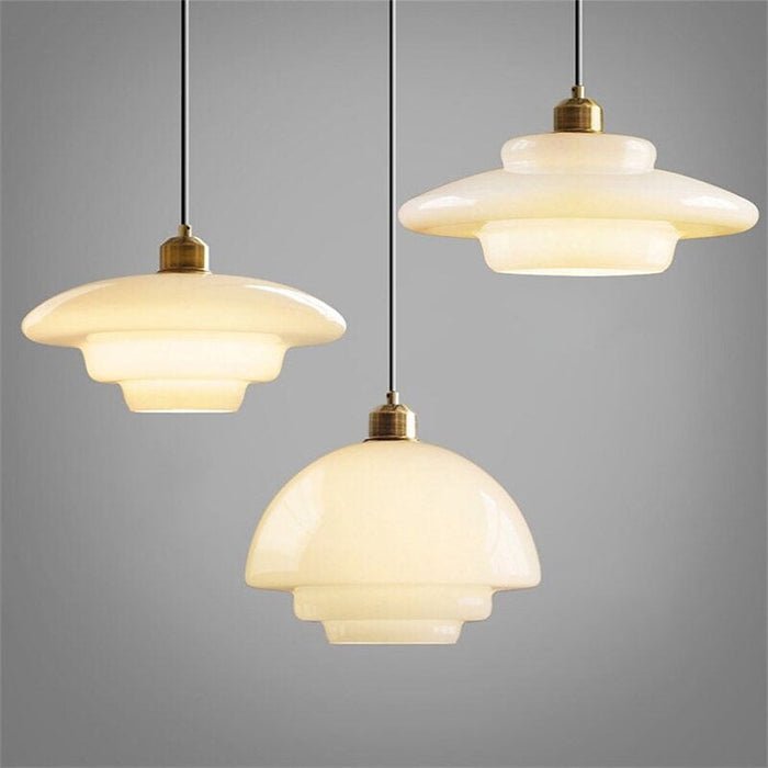 White Glass Pendant Light | Modern Mid Century Ceiling Lamp For Dining Rooms and Hallway Spaces