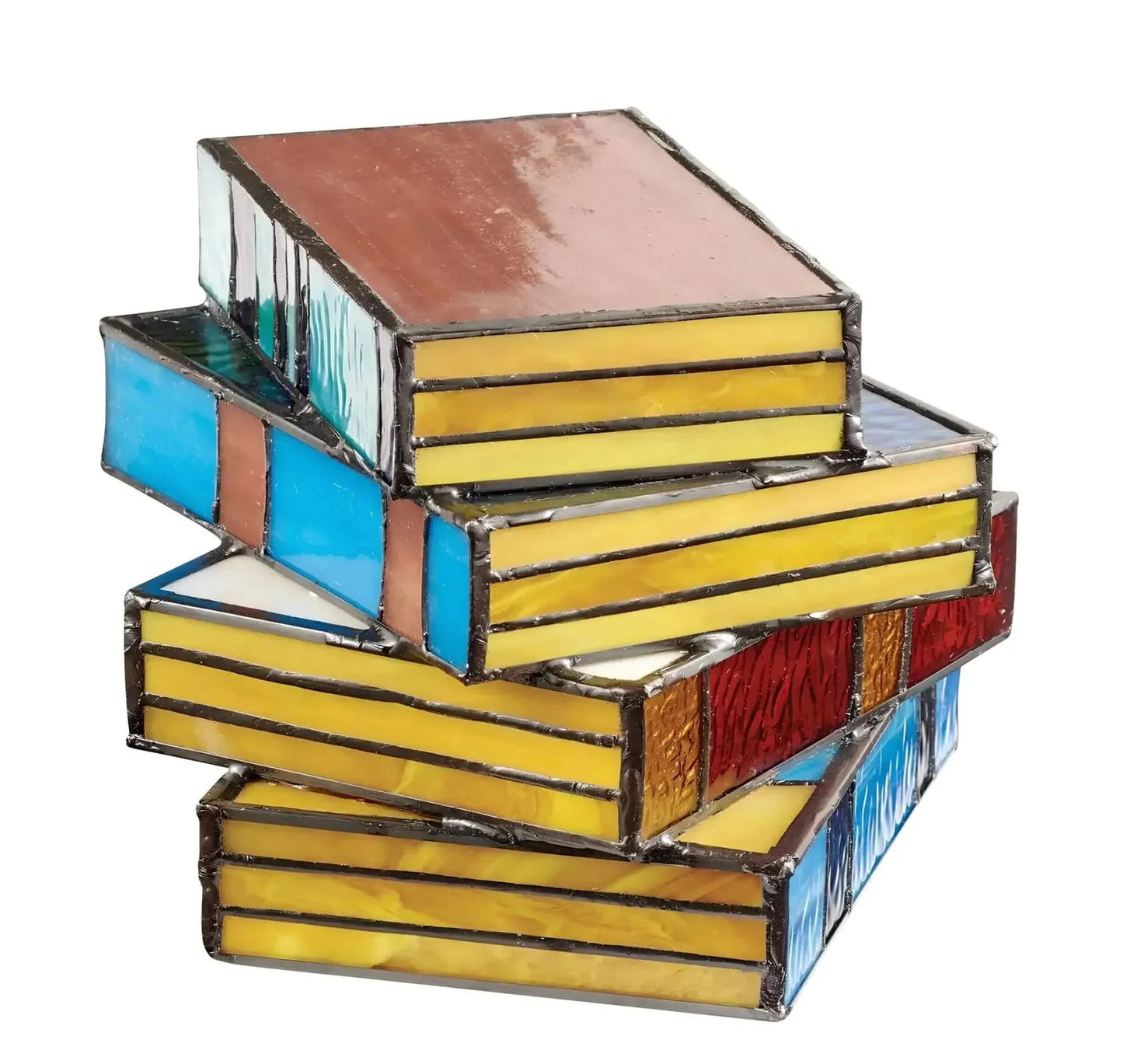 Stained Glass Book Lamp | Handcrafted Folding Art Light For Shelves, Desks and Bedside Tables