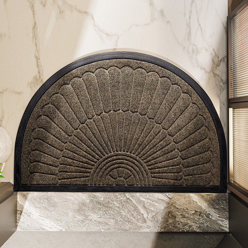 Semi Circular Rubber Door Mat | Heavy Duty Non Slip Entryway Mat For Porches and Back Doors