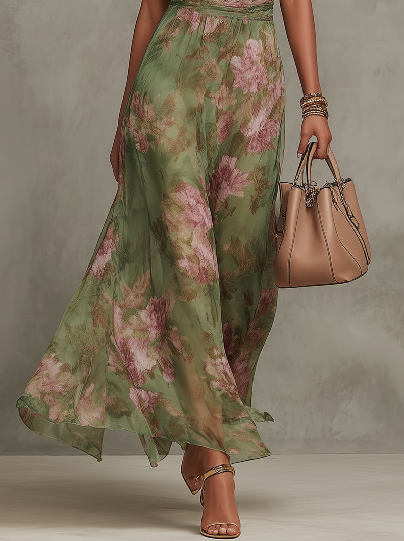 Ruth Floral Halter Neck Maxi Dress