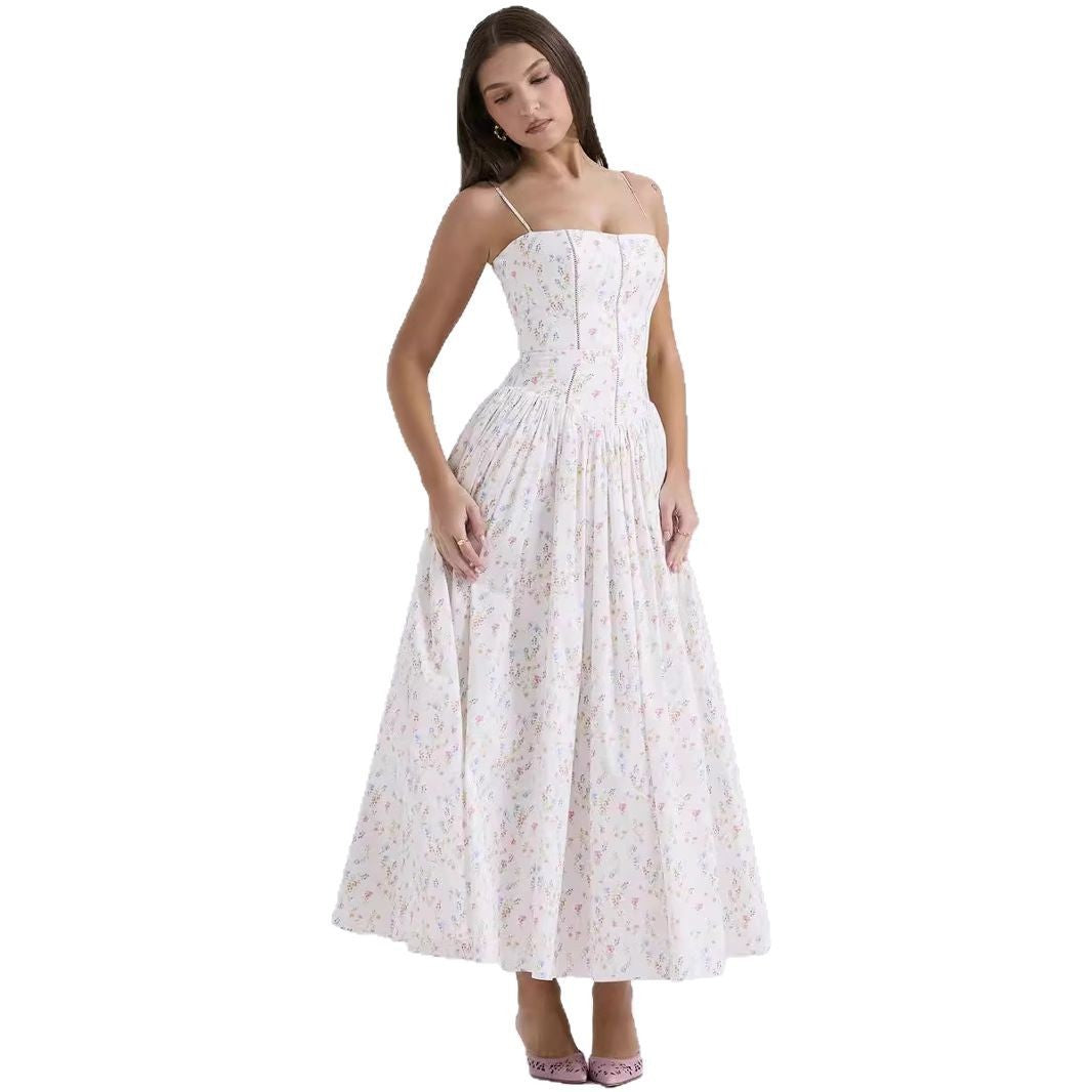 Arvelle Pleated Strapless Midi Wedding Guest Dress