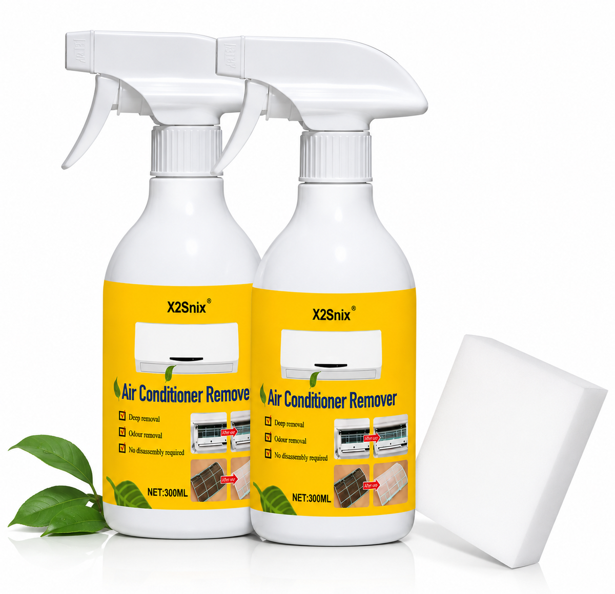 Air Conditioner Cleaner And Sponge Kit | 2 Bottle Coil Cleaner With A Shaped Applicator Sponge