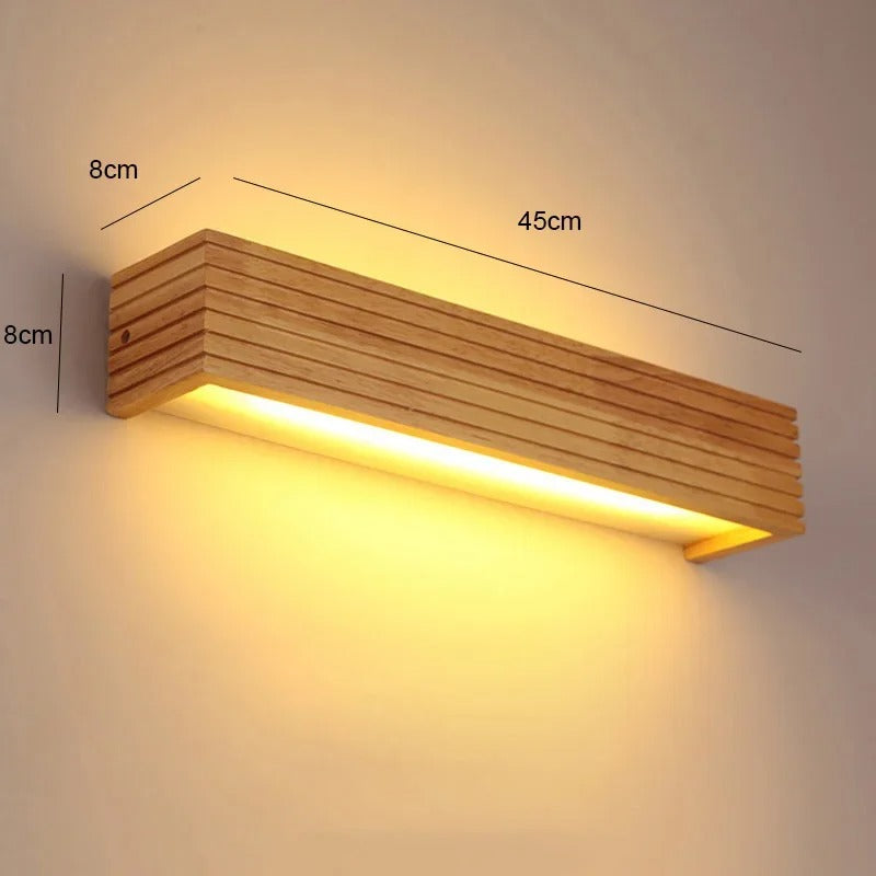 Modern Wooden LED Wall Lamp | Minimalist Bedroom and Living Room Bar Light In Two Bar Sizes