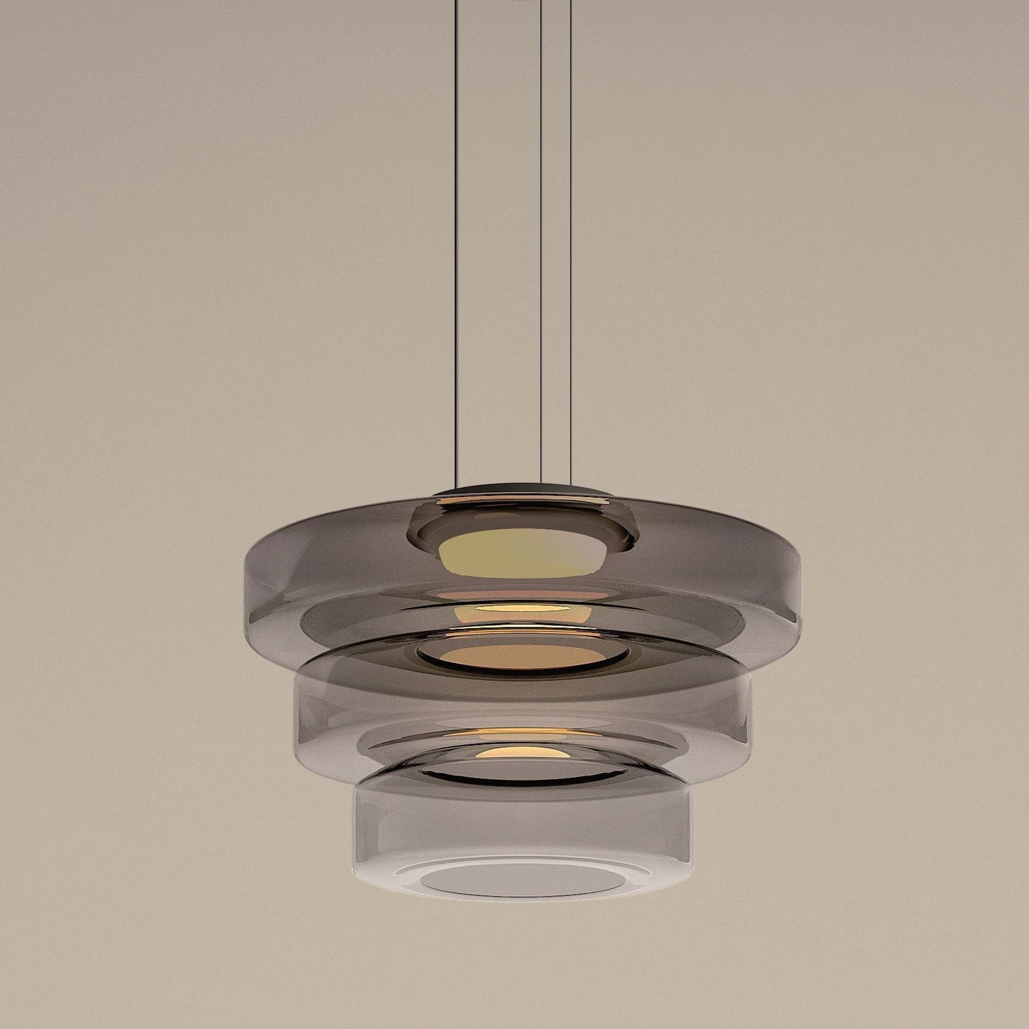 Bauhaus Glass Pendant Light | Modern Layered LED Hanging Lamp In Three Tinted Glass Colours
