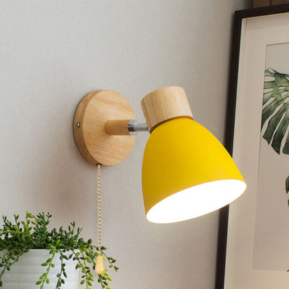 Minimalist Wall Sconce | Wood and Iron Macaron Wall Lamp For Bedsides, Hallways and Landings