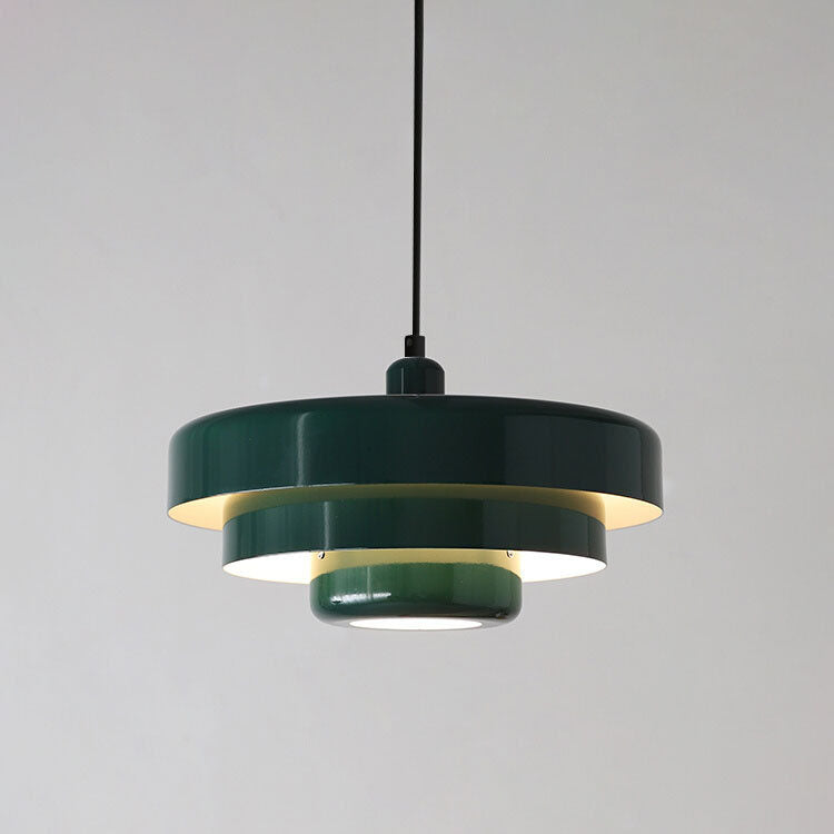 Nordic Vintage Layered Pendant Lamp | Modern Retro Hanging Light In Three Shade Colourways