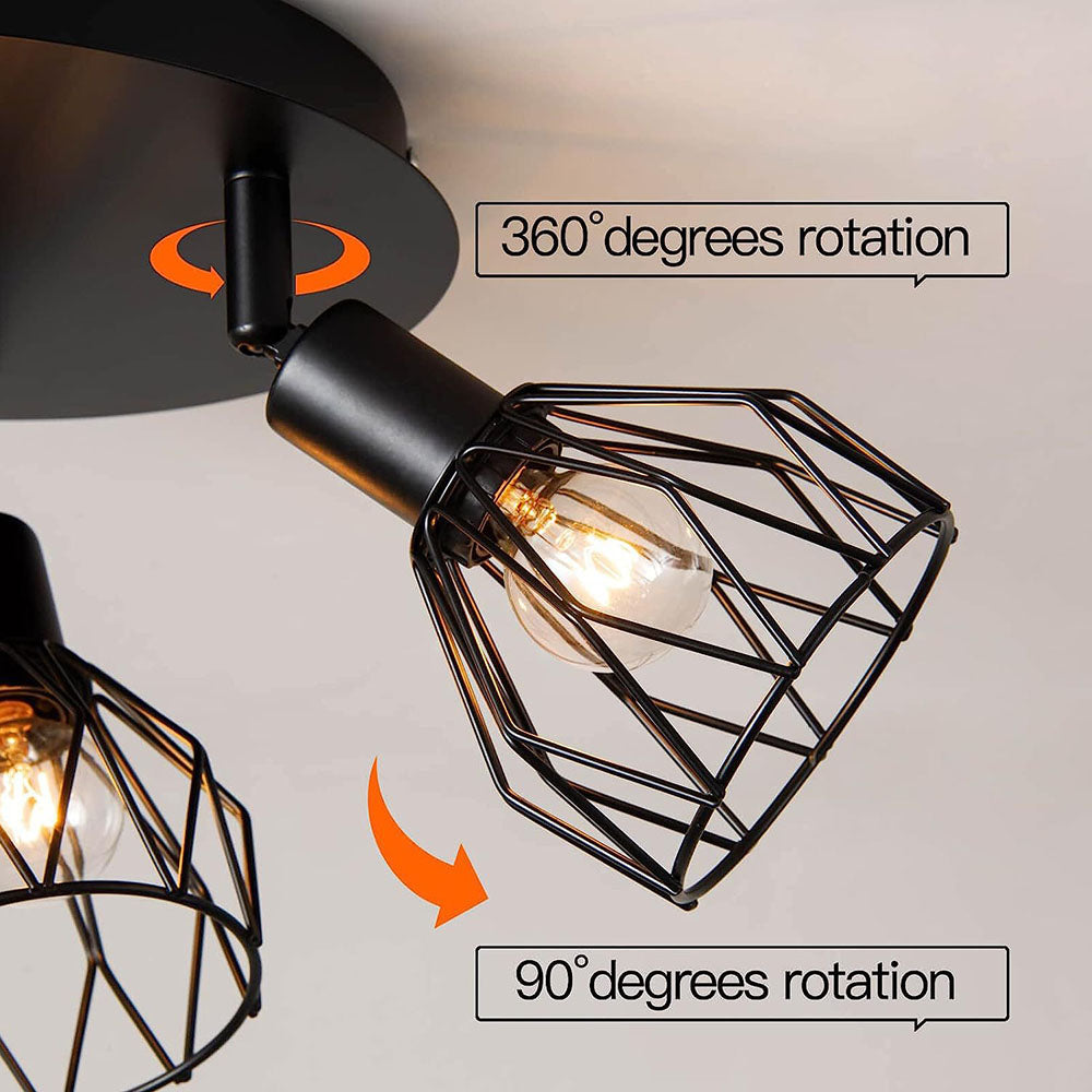 Industrial Adjustable Black Spotlight Ceiling Light | 3 Light Adjustable Iron Bar For Hallways