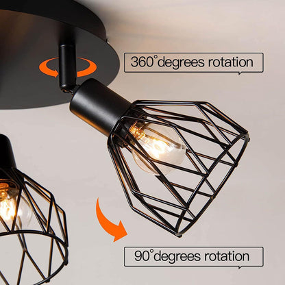 Industrial Adjustable Black Spotlight Ceiling Light | 3 Light Adjustable Iron Bar For Hallways