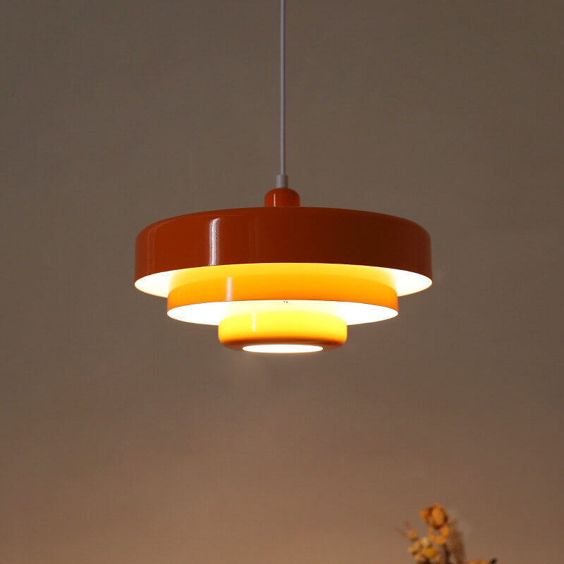 Nordic Vintage Layered Pendant Lamp | Modern Retro Hanging Light In Three Shade Colourways